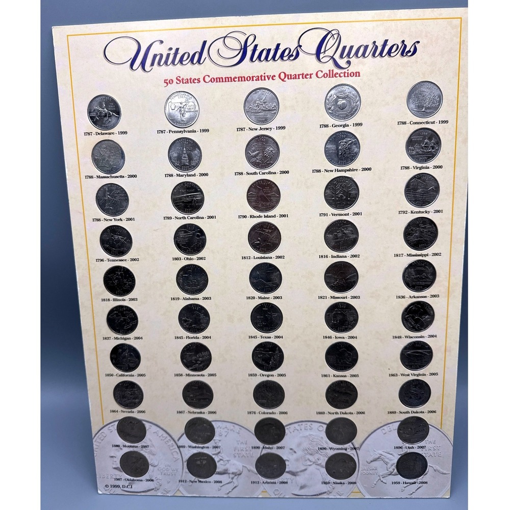 United States Quarters 50 States Commemorative Collection Board 1999-2008